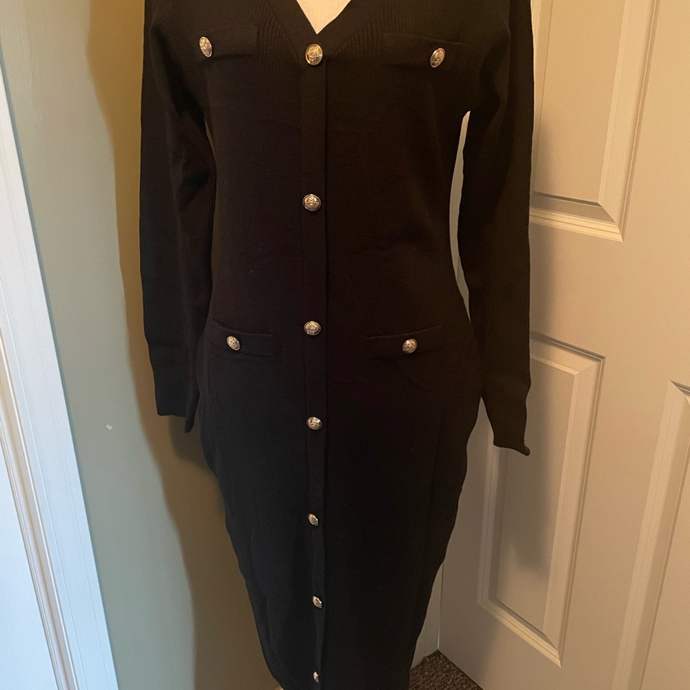Elegant Black Sweater Dress